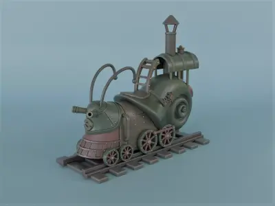 Steampunk snail locomotive 3D print model