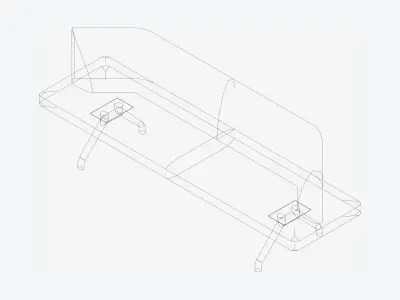 Seat - Bench - Worksmart - Backrest Bent - Double Low-poly 3D model