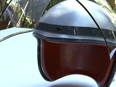 Motorcycle Helmet with Visor Vintage Low-poly 3D model