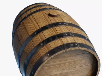Wooden Barrel 01 3D model