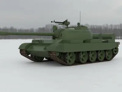 T-55A Soviet Tank Low-poly 3D model