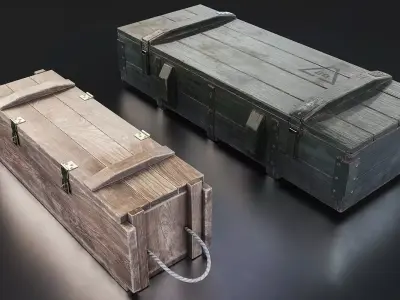 Wooden Ammunition Crate Set Low-poly 3D model