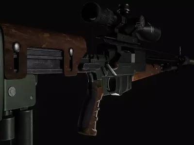 Sniper Rifle Low-poly 3D model
