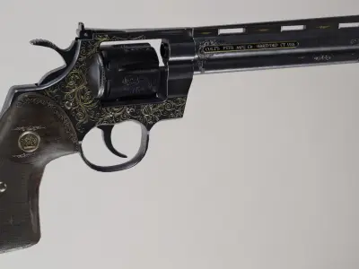 Colt Python - Engraved Low-poly 3D model