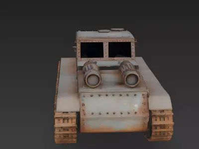 Realistic Abandoned Wrecked Tank 3D Model Low-poly 3D model
