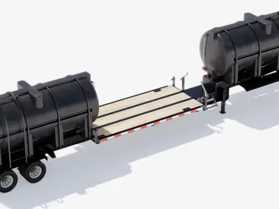 Water Tank Trailer Low-poly 3D model