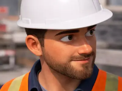 Low Poly Construction Safety Helmet Pack 8 Hard Hats Game Ready Low-poly 3D model