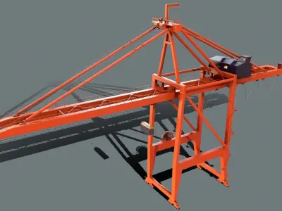PBR Quayside Container Crane Version 1- Orange Low-poly 3D model