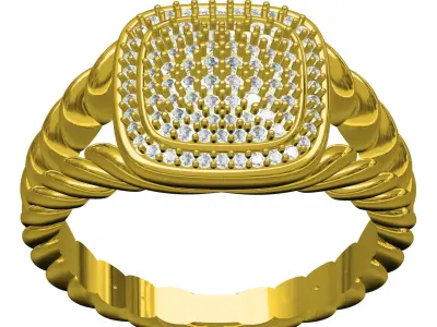 Antique Pave Diamond Setting Rope Shank Ring 3D print model