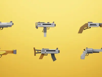 Low Poly Cartoon Weapons Asset Pack Low-poly 3D model