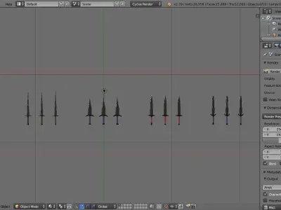 Daggers three knives Low-poly 3D model