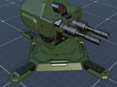 Free Sci-fi Game-Ready Turret Model - Low Poly Asset for Games Free low-poly 3D model