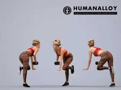00064Maja008HN - Adult Caucasian woman exercising in 3D model