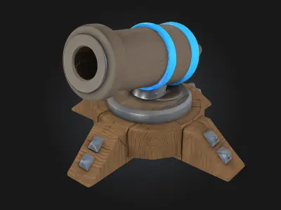 Cannon Turret  Stylized Heavy Artillery Model 3D model