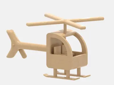 Wooden Helicopter Low-poly 3D model
