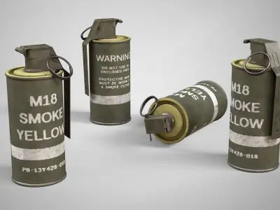 M18 Yellow Smoke Hand Grenade AAA Game Ready Low-poly 3D model