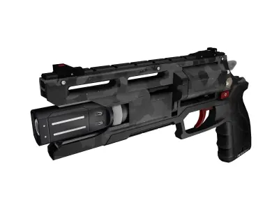 Sci-Fi  Plasma Revolver Handgun Camo Low-poly 3D model