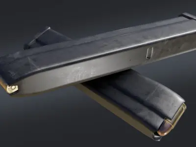 Submachine gun Low-poly 3D model 2