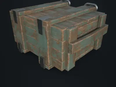 small wooden army box Low-poly 3D model