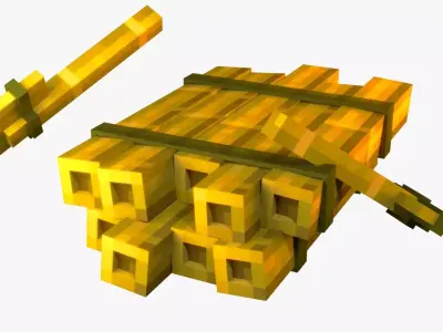 Minecraft Raft Rig Low-poly 3D model