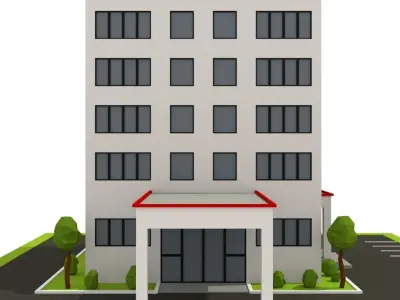 Isometric Cartoon Low Poly Hospital Building  3D model Low-poly 3D model