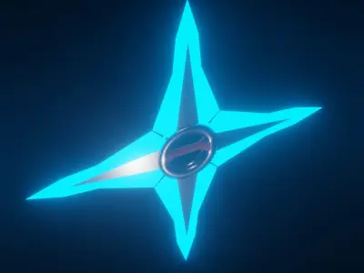 Shuriken 3d model in blue weapon for game assets Low-poly 3D model