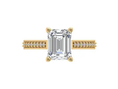 Emerald Solitaire Ring 3D print model 47