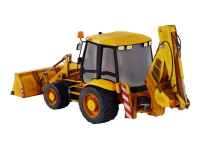 Backhoe Loader Construction Vehicle 3D model Low-poly 3D model