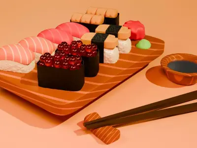 Sushi Platter 3D model