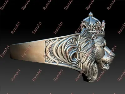 Lion ring lion face ring 3D model 3D print model