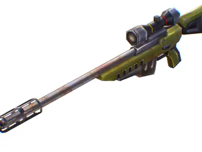 LowPoly Cartoon Sci-Fi Sniper Rifle Future Low-poly 3D model 2