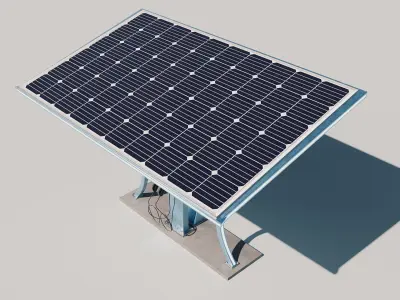 Modern Solar Carport with EV Charging Station 3D Model 3D model