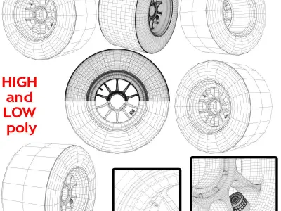 enkei rear tyre set Low-poly 3D model