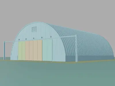 Aircraft Hangar Exterior-Interior Low-poly 3D model