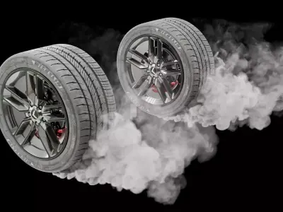 Car Wheels Burnout Smoke VDB Animation 3D model