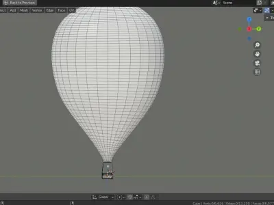 Hot Air Balloon 3D-LowPoly-Model Low-poly 3D model