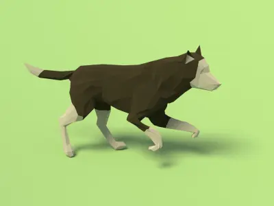 Rigged Low Poly Dog Low-poly 3D model