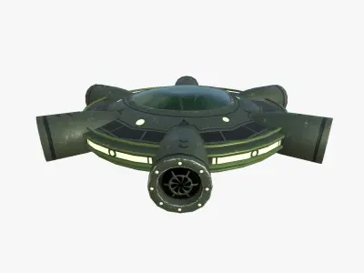 Alien Spaceship UFO J05 Dark Green - Sci Fi Spacecraft Design Low-poly 3D model
