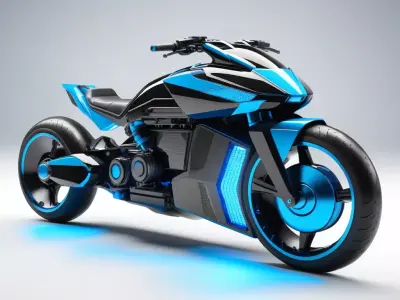 Futuristic Hoverbike Engine with Blue Vents 3D model
