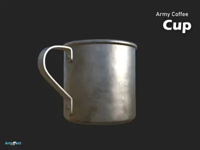 WW2 Military Coffee Cup Game Ready Textured Free low-poly 3D model