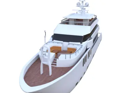 Modern Luxury Yacht PBR Low Poly Blender Ready Low-poly 3D model