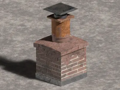 Large Industrial Brick Chimney Low-poly 3D model