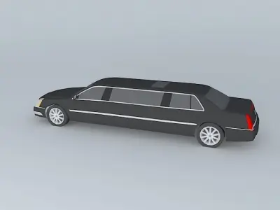Low Poly Cadillac DTS Extended Limousine Free 3D model