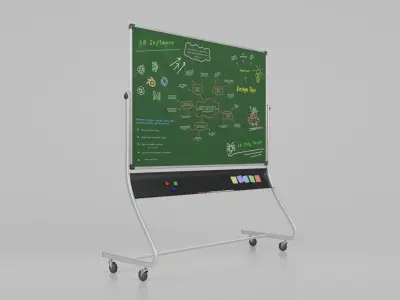 Customizable Double-Sided Metal Greenboard Writing Board Low-poly 3D model