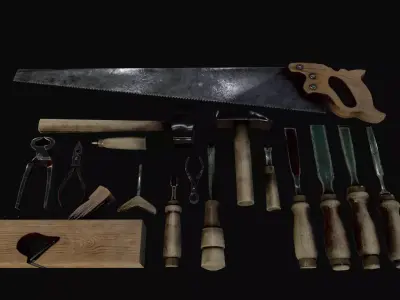 old carpentry tool Low-poly 3D model