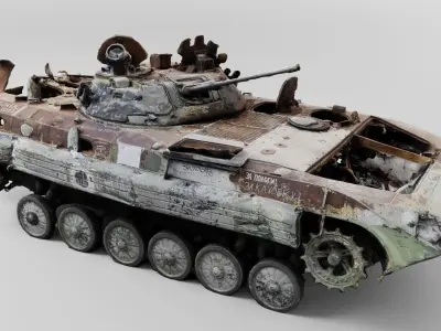 Destroyed BMP-2 amphibious infantry fighting vehicle  3D model