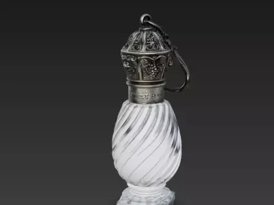 Antique Victorian Perfume Bottle  Ornate Silver  Marble Glass  3D model
