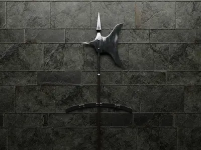 Halberd Pole Weapon Of Medieval Low-poly 3D model