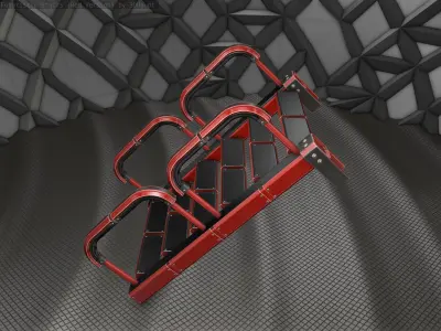 Sci-Fi Stairs - 26- Red Version Low-poly 3D model
