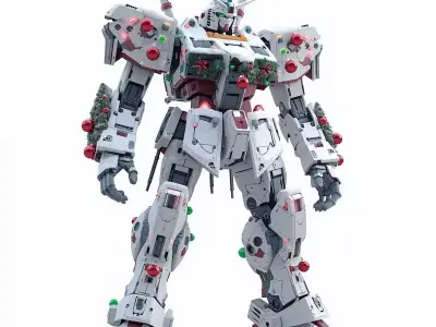 Christmas Combat Mecha 3D Model Festive War Suit Low-poly 3D model